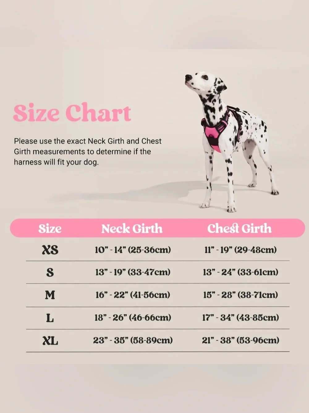 Rabbitgoo Pink Classic Fit No Pull Front and Back Clip Dog Harness Size Small